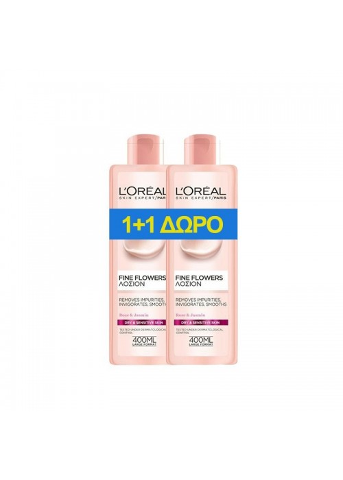 LOREAL SKIN EXPERT FINE FLOWERS ΛΟΣΙΟΝ ΞΗΡΗ-ΕΥΑΙΣΘΗΤΗ ΕΠΙΔΕΡΜΙΔΑ 400ML 1+1