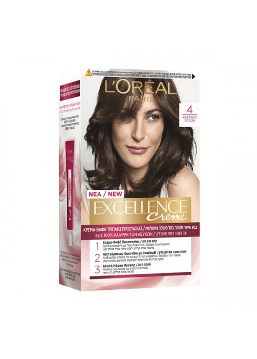 LOREAL EXCELLENCE COLOR CREME N.4 ΚΑΣΤΑΝΟ 200ML