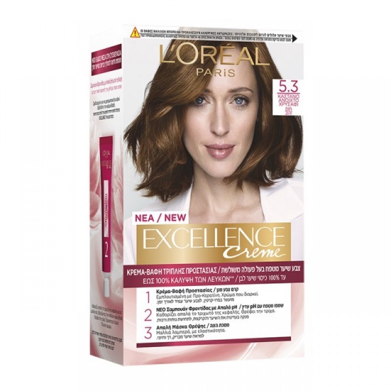 LOREAL EXCELLENCE COLOR CREME N.5.3 ΚΑΣΤΑΝΟ ΑΝΟΙΚΤΟ ΧΡΥΣΑΦΙ 200ML