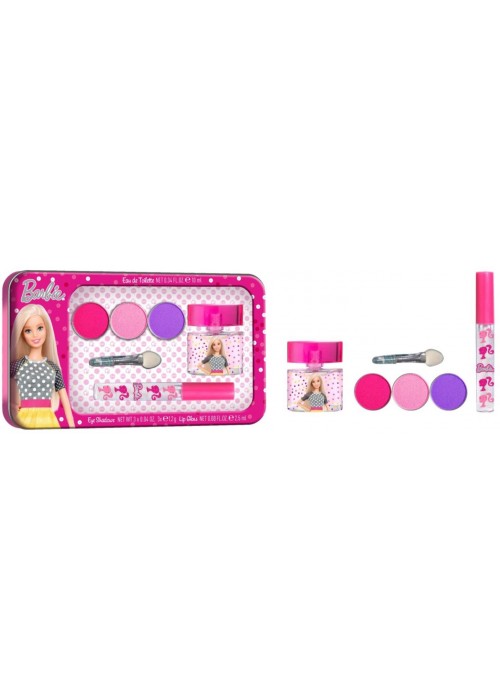 AIR-VAL BARBIE METALLIC BEAUTY GIFT SET EDT 10 ML+ EYE SHADOW + BRUSH + LIP GLOSS