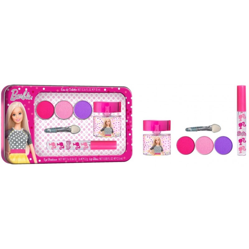 AIR-VAL BARBIE METALLIC BEAUTY GIFT SET EDT 10 ML+ EYE SHADOW + BRUSH + LIP GLOSS