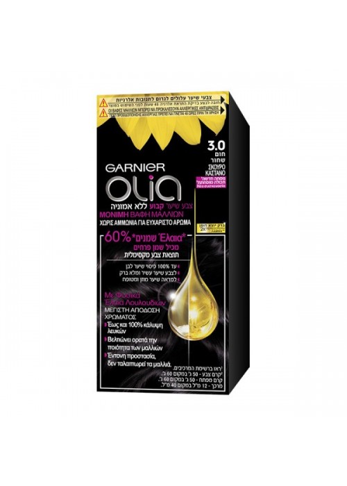 OLIA COLOR ΧΩΡΙΣ ΑΜΜΩΝΙΑ N.3.0 ΚΑΣΤΑΝΟ ΣΚΟΥΡΟ 112ML