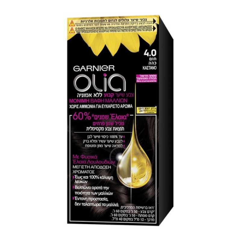 OLIA COLOR ΧΩΡΙΣ ΑΜΜΩΝΙΑ N.4.0 ΚΑΣΤΑΝΟ 112ML