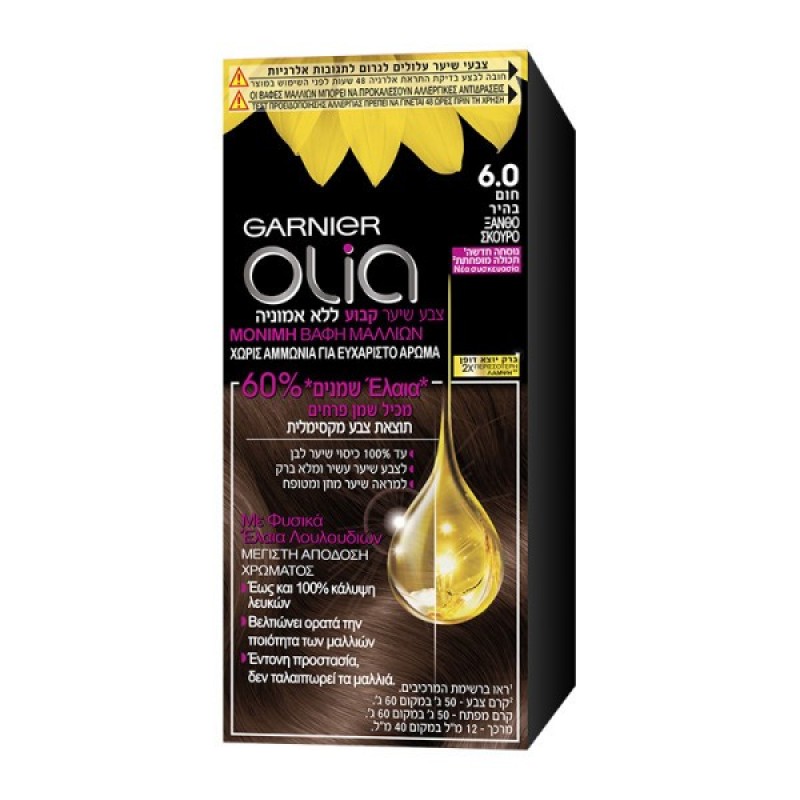 OLIA COLOR ΧΩΡΙΣ ΑΜΜΩΝΙΑ N.6.0 ΞΑΝΘΟ ΣΚΟΥΡΟ 112ML