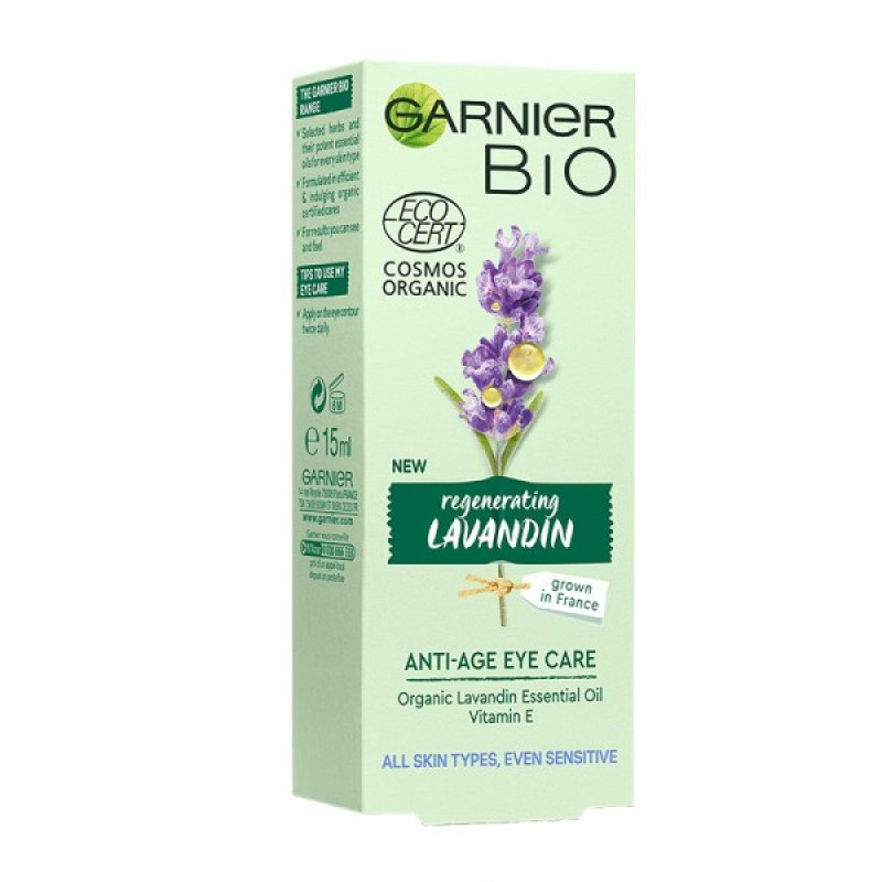 LOREAL GARNIER BIO ANTI-WRINKLE EYE CARE GRACEFUL LAVANDIN ALL SKIN TYPES 15ML