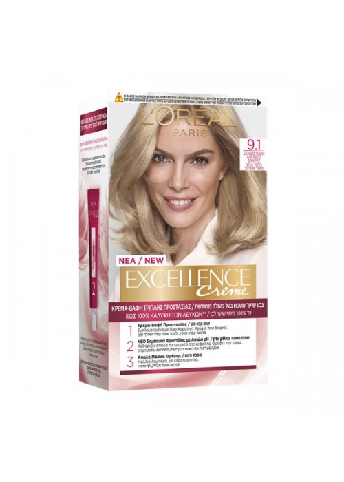 LOREAL EXCELLENCE COLOR CREME N.9.1 ΞΑΝΘΟ ΠΟΛΥ ΑΝΟΙΧΤΟ ΣΑΝΤΡΕ 200ML