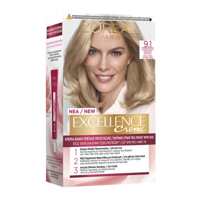 LOREAL EXCELLENCE COLOR CREME N.9.1 ΞΑΝΘΟ ΠΟΛΥ ΑΝΟΙΧΤΟ ΣΑΝΤΡΕ 200ML