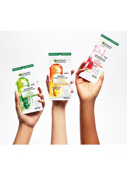 GARNIER SKINACTIVE ΥΦΑΣΜΑΤΙΝΗ ΜΑΣΚΑ ΠΡΟΣΩΠΟΥ 5ΛΕΠΤΩΝ ΜΕ ΝΙΑΣΙΝΑΜΙΔΙΝΗ + KALE (ΛΙΠΑΡΟ ΔΕΡΜΑ) 15GR