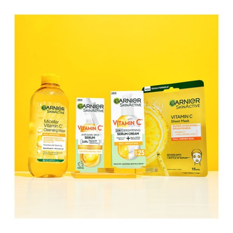 GARNIER SKINACTIVE ΥΦΑΣΜΑΤΙΝΗ ΜΑΣΚΑ ΜΕ ΒΙΤΑΜΙΝΗ C ΓΙΑ ΛΑΜΨΗ ΚΑΙ ΕΝΥΔΑΤΩΣΗ 28GR