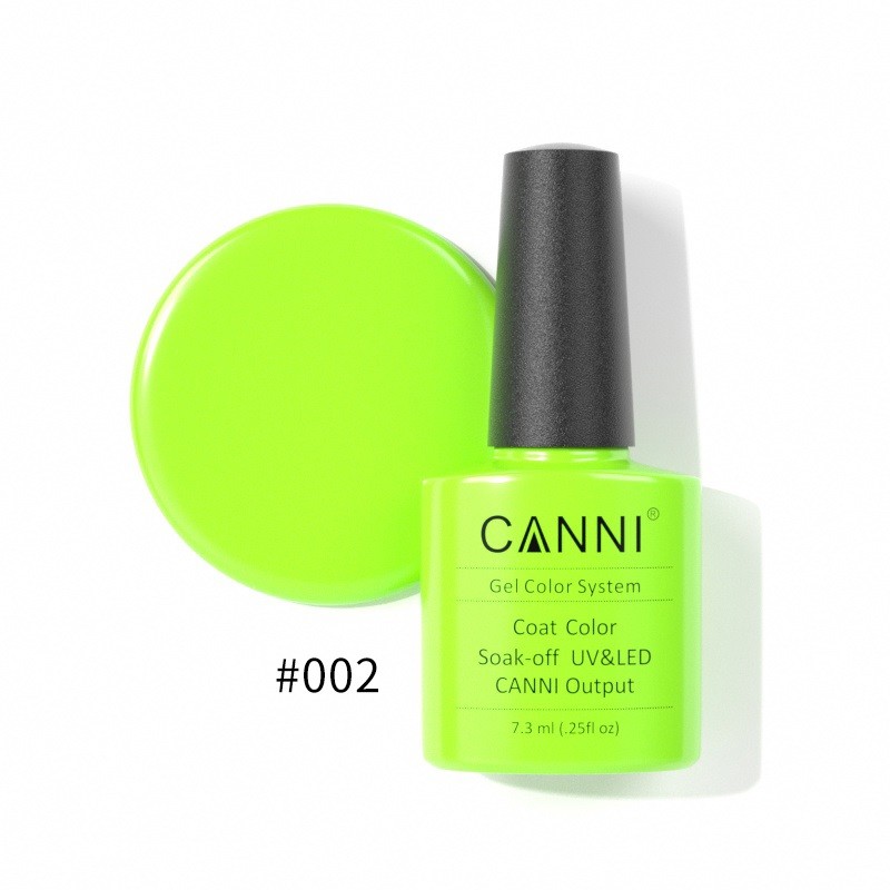 CANNI HYBRID NAIL COLOR N.002 7.3ML BRIGHT YELLOW GREEN