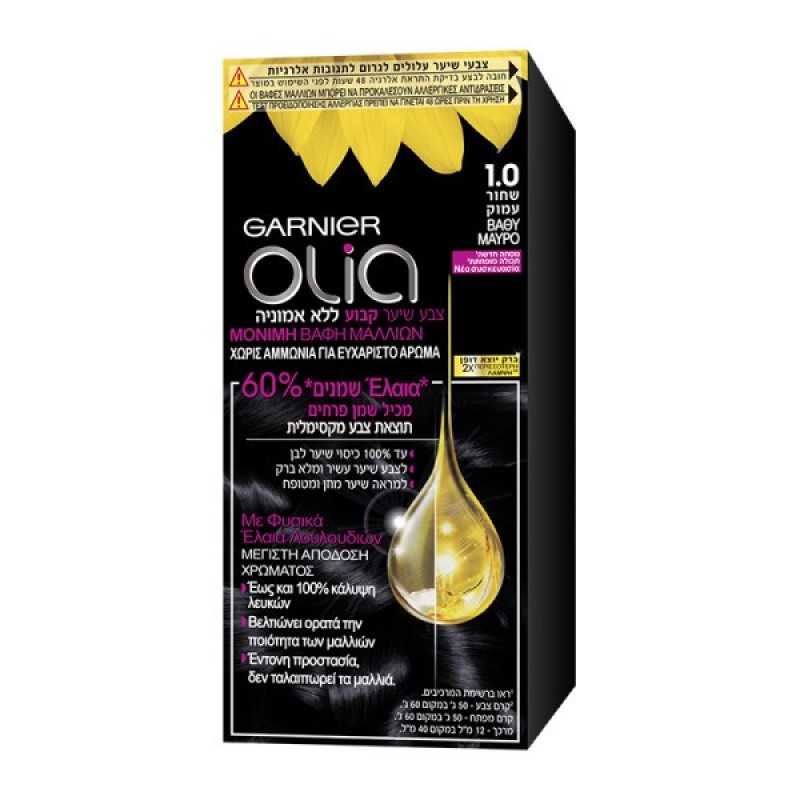 OLIA COLOR ΧΩΡΙΣ ΑΜΜΩΝΙΑ N.1.0 ΒΑΘΥ ΜΑΥΡΟ 112ML