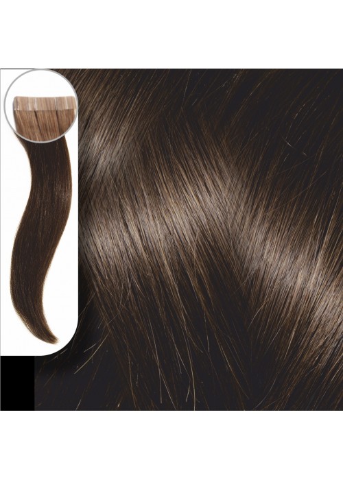 TAPE HUMAN HAIR EXTENSIONS GOLD SERIES No 3.0 DARK BROWN 50CM