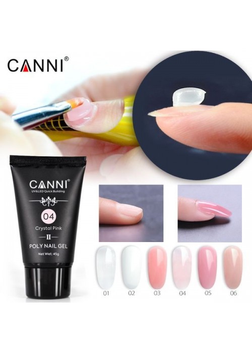 CANNI POLY NAIL GEL QUICK BUILDING N.04 CRYSTAL PINK 45GR