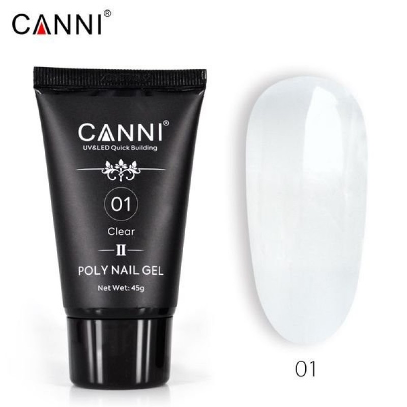 CANNI POLY NAIL GEL QUICK BUILDING N.01 CLEAR 45GR