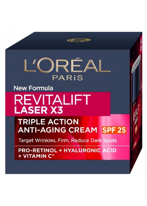 LOREAL REVITALIFT LASER X3 ΚΡΕΜΑ ΔΡΑΣΤΙΚΗΣ ΑΝΤΙΓΗΡΑΝΣΗΣ ΗΜΕΡΑΣ SFP25 50ML