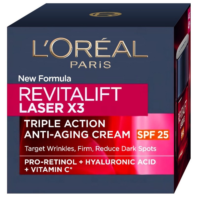 LOREAL REVITALIFT LASER X3 ΚΡΕΜΑ ΔΡΑΣΤΙΚΗΣ ΑΝΤΙΓΗΡΑΝΣΗΣ ΗΜΕΡΑΣ SFP25 50ML