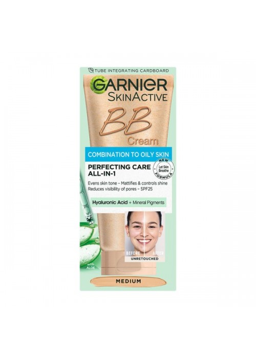 GARNIER SKINACTIVE BB ΕΝΥΔΑΤΙΚΗ ΚΡΕΜΑ ΓΙΑ ΜΙΚΤΗ Ή ΛΙΠΑΡΗ ΣΚΟΥΡΟΧΡΩΜΗ ΕΠΙΔΕΡΜΙΔΑ ALL-IN-1 MEDIUM SPF25 50ML