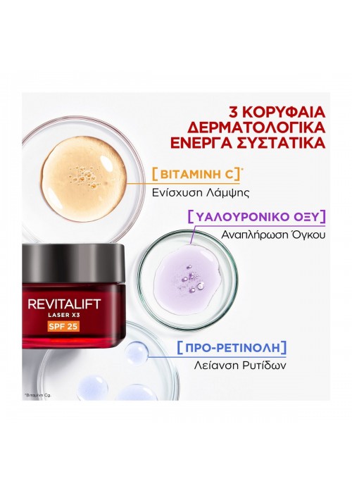 LOREAL REVITALIFT LASER X3 ΚΡΕΜΑ ΔΡΑΣΤΙΚΗΣ ΑΝΤΙΓΗΡΑΝΣΗΣ ΗΜΕΡΑΣ SFP25 50ML