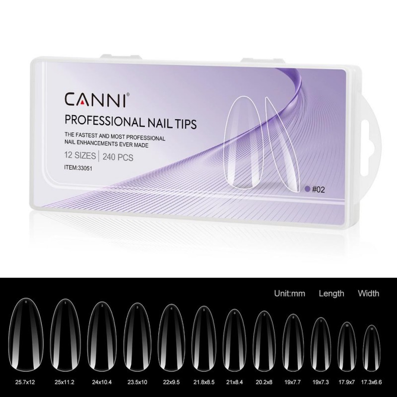 CANNI PROFESSIONAL NAIL TIPS 02 (CLEAR ALMOND) 240PCS