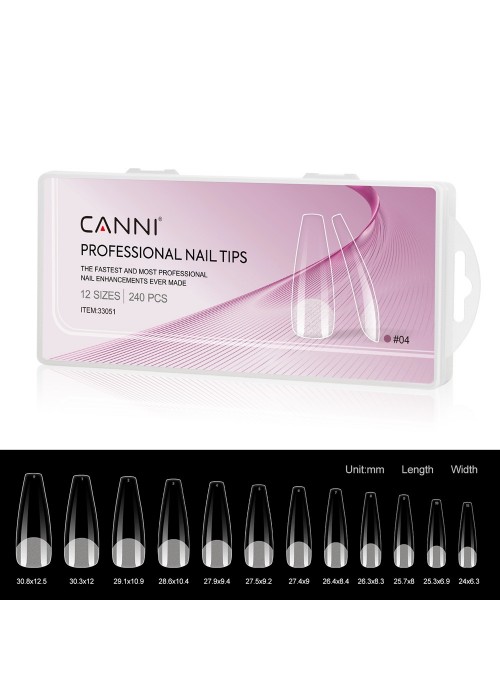 CANNI PROFESSIONAL NAIL TIPS 04 (HALF MATT COFFIN) 240PCS