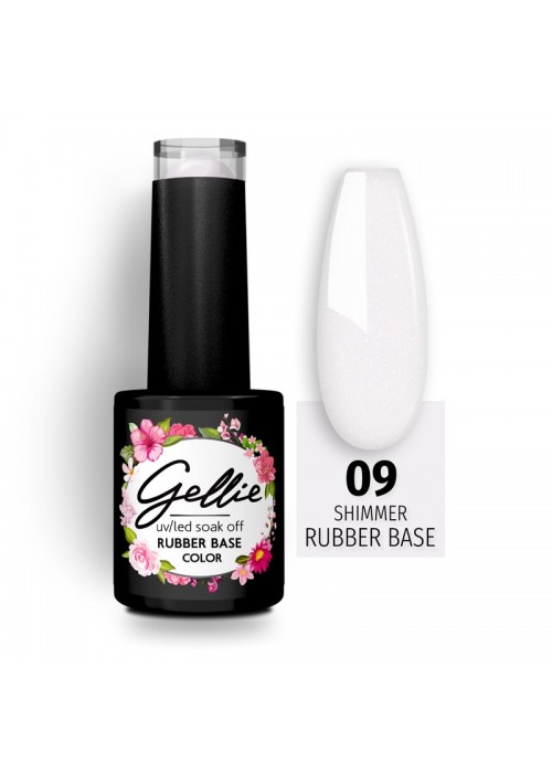 GELLIE SHIMMER RUBBER BASE COLOR 09 10ML - ΛΕΥΚΟ ΜΕ ΧΡΥΣΟ SHIMMER