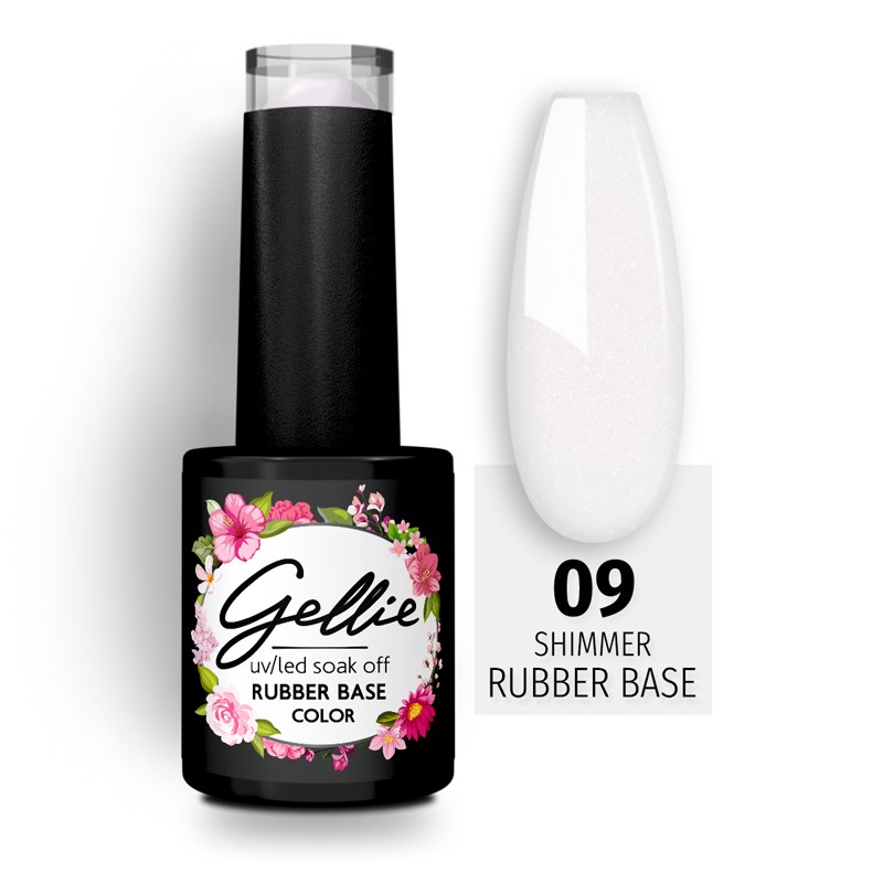 GELLIE SHIMMER RUBBER BASE COLOR 09 10ML - ΛΕΥΚΟ ΜΕ ΧΡΥΣΟ SHIMMER