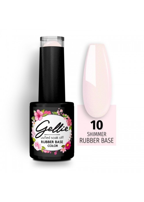 GELLIE RUBBER BASE SHIMMER 10 10ML - ΗΜΙΔΙΑΦΑΝΗ ΡΟΖ ΧΡΥΣΗ ΜΕ SHIMMER