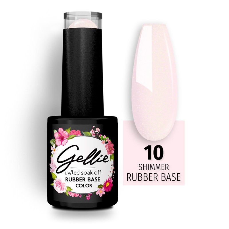 GELLIE RUBBER BASE SHIMMER 10 10ML - ΗΜΙΔΙΑΦΑΝΗ ΡΟΖ ΧΡΥΣΗ ΜΕ SHIMMER