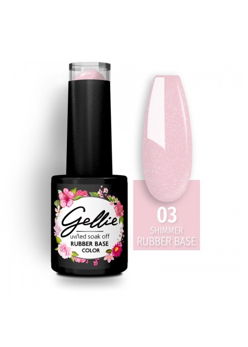 GELLIE SHIMMER RUBBER BASE 03 10ML - ΕΛΑΦΡΥ ΡΟΖ