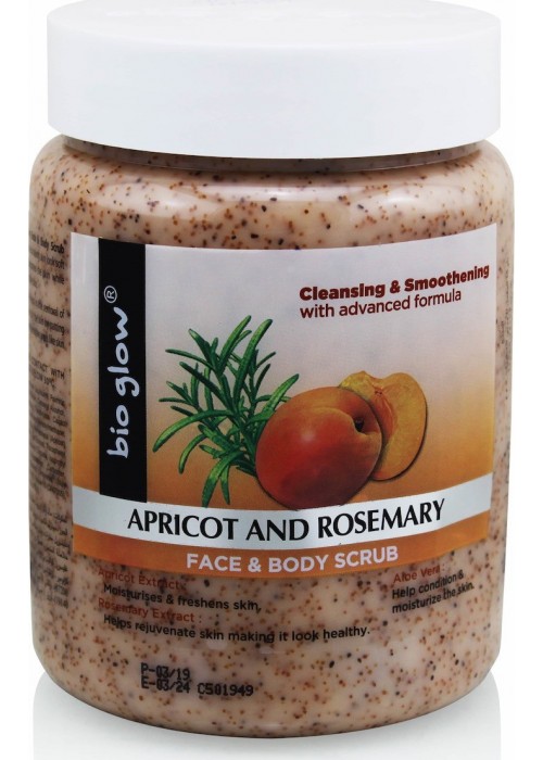 BIO GLOW FACE & BODY SCRUB APRICOT AND ROSEMARY 500ML
