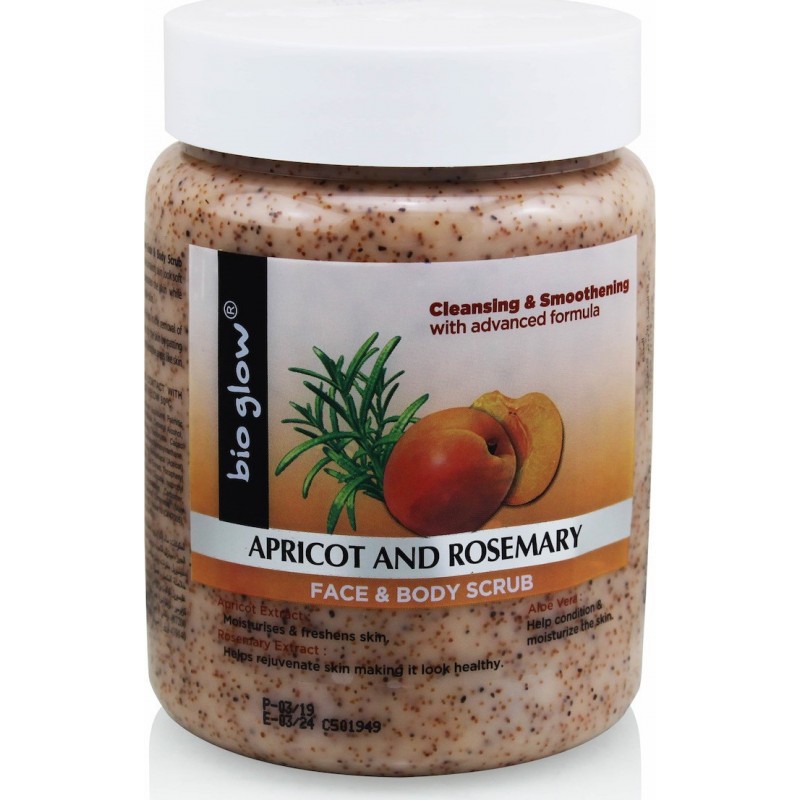 BIO GLOW FACE & BODY SCRUB APRICOT AND ROSEMARY 500ML