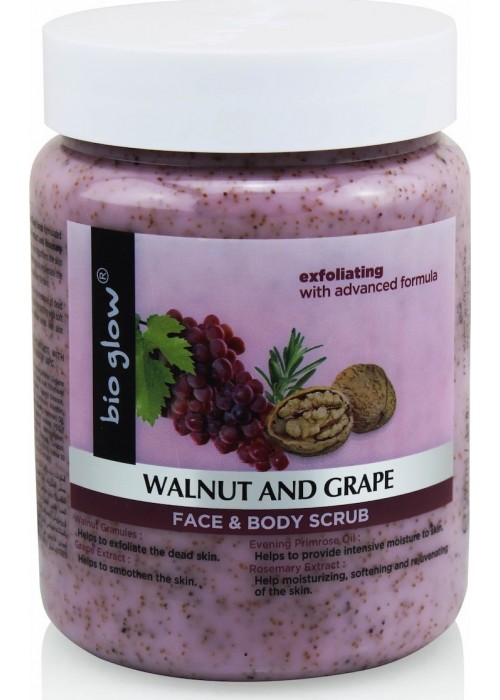 BIO GLOW FACE BODY SCRUB WALNUT AND GRAPE 500ML