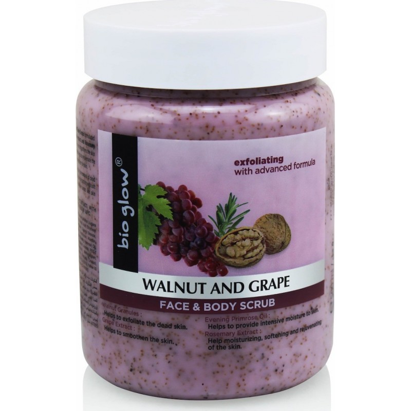 BIO GLOW FACE BODY SCRUB WALNUT AND GRAPE 500ML