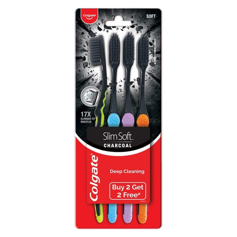 COLGATE ΟΔΟΝΤΟΒΟΥΡΤΣΑ SLIMSOFT CHARCOAL 2+2