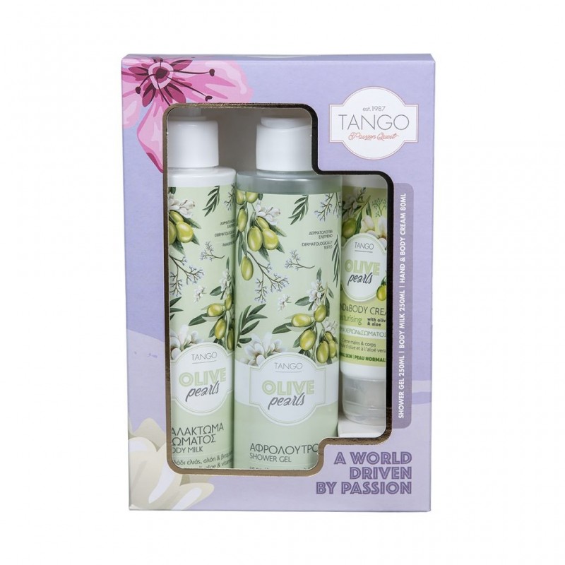 TANGO ΣΕΤ ΑΦΡΟΛ/B.MILK 2X250ML OLIVE PEARLS+ΚΡΕΜΑ ΧΕΡΙΩΝ 80ΜL