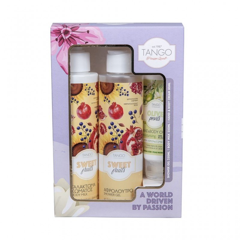 TANGO ΣΕΤ ΑΦΡΟΛ/B.MILK 2X250ML SWEET FRUITS+ΚΡΕΜΑ ΧΕΡΙΩΝ 80ΜL