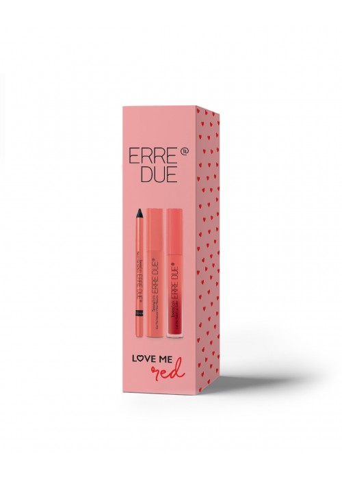 ERRE DUE LOVE ME RED SET VOLUME MASCARA 401 -KAJAL EYE PENCIL N.101-LIP COLOR 205