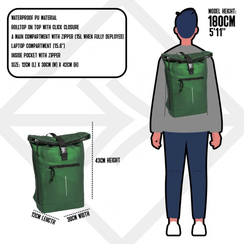 NEW REBELS ΣΑΚΙΔΙΟ MART METALLIC GROEN 29