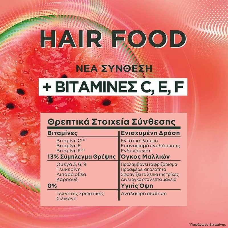 GARNIER FRUCTIS HAIR FOOD ΜΑΣΚΑ 3ΣΕ1 WATERMELON 400ML