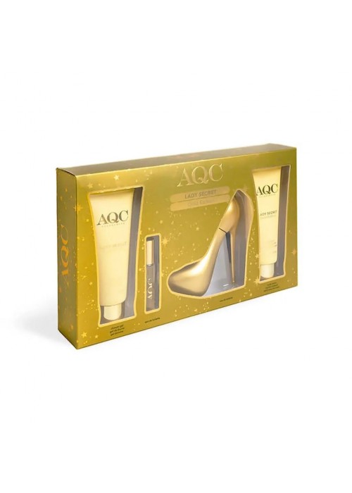 AQC LADY SECRET GOLD EDT 100ML-BODY LOTION 120ML-SHOWER GEL 120ML-EDT 15ML