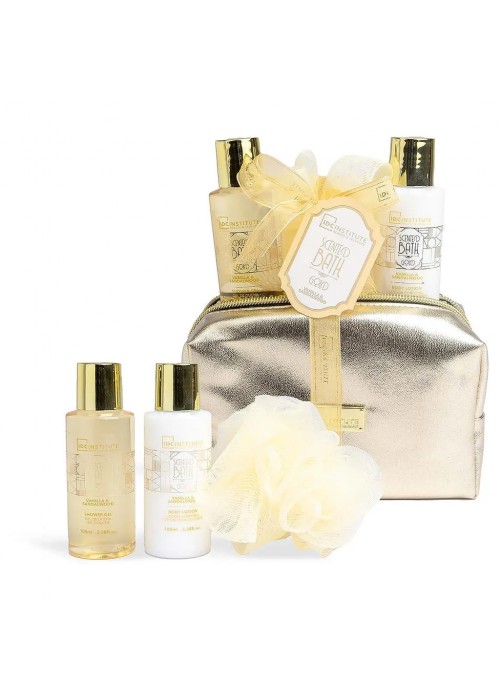 IDC BATH GOLD SET BODY LOTION 100ML-SHOWER GEL 100ML-ΣΦΟΥΓΓΑΡΙ-ΤΣΑΝΤΑΚΙ