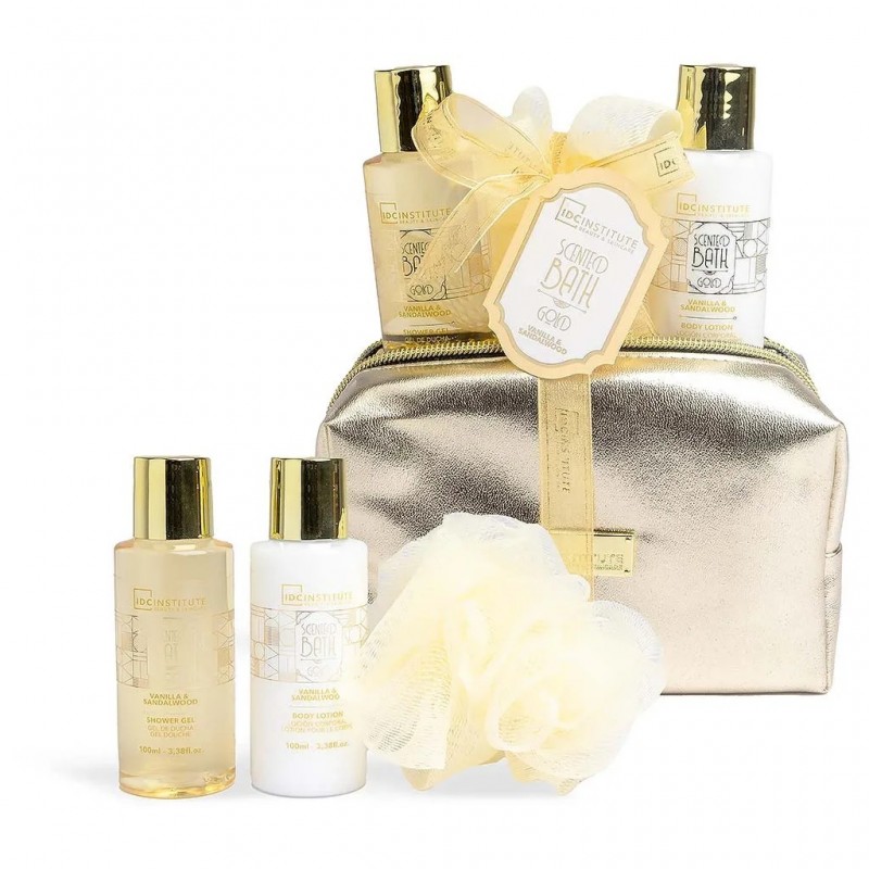 IDC BATH GOLD SET BODY LOTION 100ML-SHOWER GEL 100ML-ΣΦΟΥΓΓΑΡΙ-ΤΣΑΝΤΑΚΙ