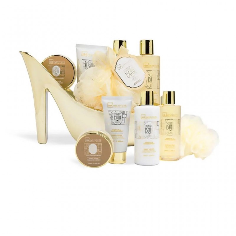 IDC BATH GOLD HEEL SET BODY LOTION 200ML -SHOWER GEL 200ML-HAND CREAM 90ML-ΣΦΟΥΓΓΑΡΙ ΜΠΑΝΙΟΥ