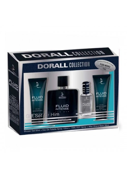 DORALL COLLECTION FLUID INTENSE FOR MEN SET EDT 100ML-AFTER SHAVE BALM 50ML-SHOWER GEL 50ML-EDT 15ML