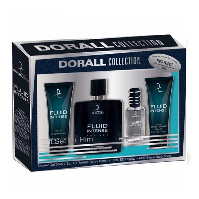 DORALL COLLECTION FLUID INTENSE FOR MEN SET EDT 100ML-AFTER SHAVE BALM 50ML-SHOWER GEL 50ML-EDT 15ML