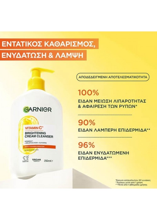 GARNIER VITAMIN C BRIGHTENING CREAM CLEANSER 250ML