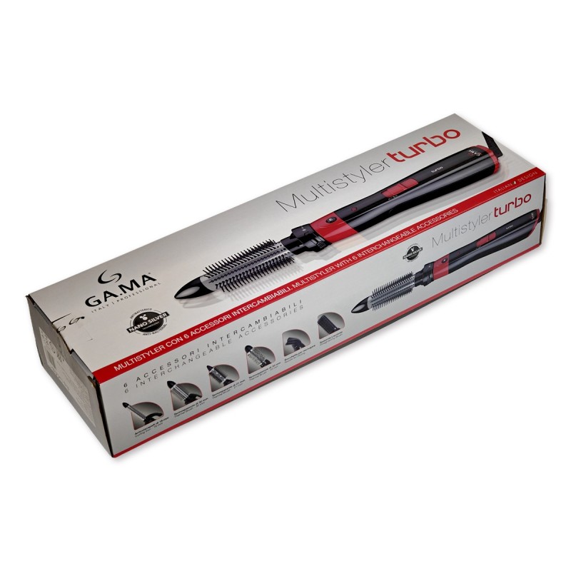 ΒΟΥΡΤΣΑ GAMA MULTI STYLER TURBO 1200W  NANO SILVER 6 ΚΕΦΑΛΕΣ