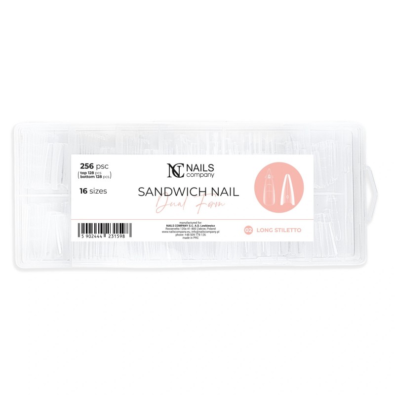 NC NAILS DUAL FORM SANDWICH LONG STILETTO 256PCS