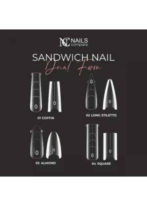 NC NAILS DUAL FORM SANDWICH ALMOND 256PCS (top 128pcs-bottom128pcs)