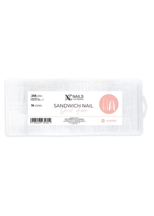 NC NAILS DUAL FORM SANDWICH ALMOND 256PCS (top 128pcs-bottom128pcs)